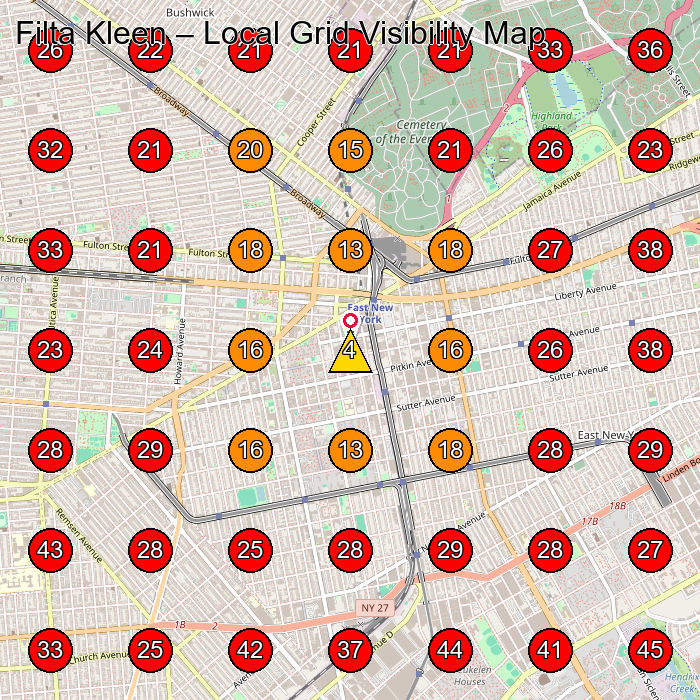 Filta Kleen GeoGrid visibility map for Commercial Cleaning Service in Brooklyn